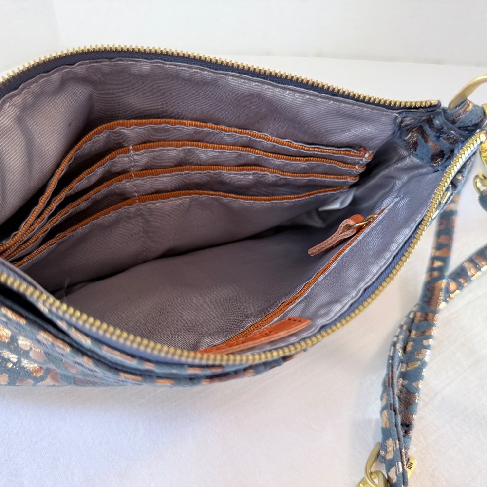 HOBO Int'l DARCY Convertible Blue Mirrored Cheetah Print Xbody Clutch Shoulder - Picture 11 of 14